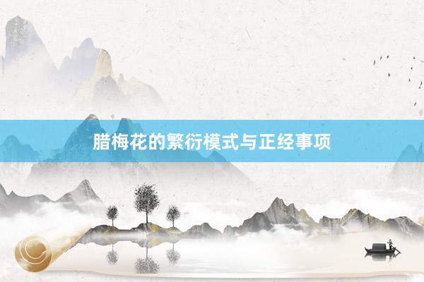 腊梅花的繁衍模式与正经事项